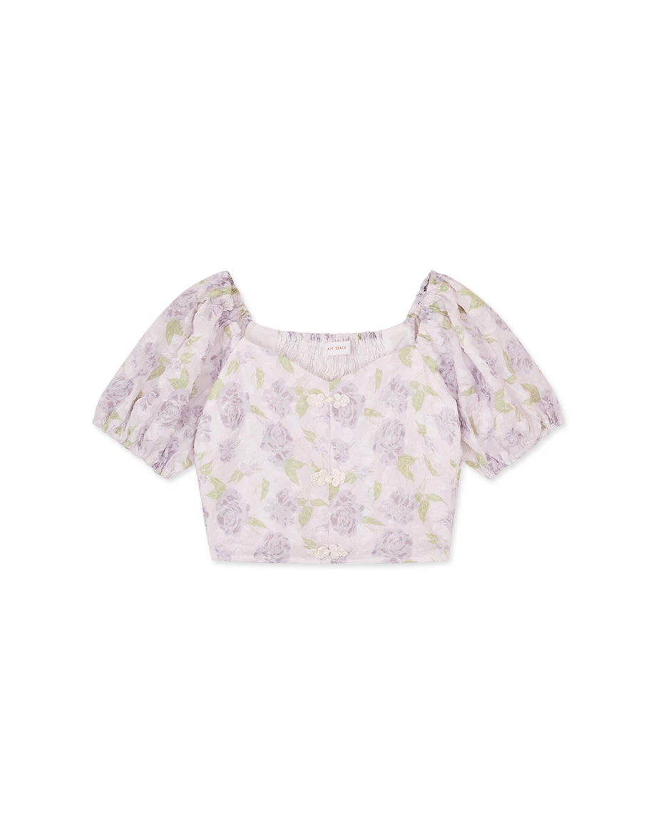 Qipao TOP 2WAY Floral Cheongsam Top Off Shoulder Puff Sleeves Qipao TOP 2WAY Floral Cheongsam Top Off Shoulder Puff Sleeves