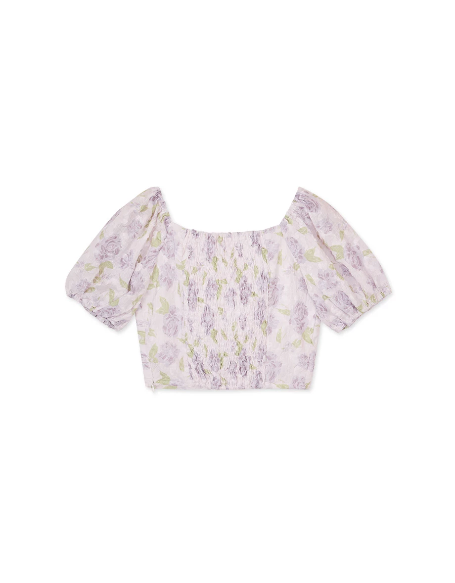 Qipao TOP 2WAY Floral Cheongsam Top Off Shoulder Puff Sleeves Qipao TOP 2WAY Floral Cheongsam Top Off Shoulder Puff Sleeves