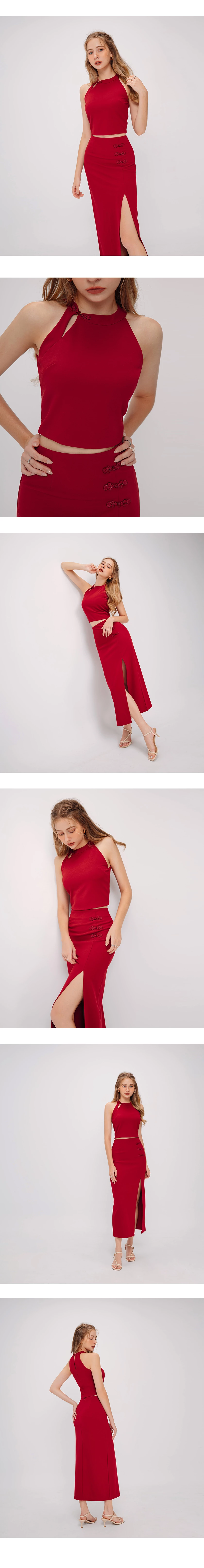 順身開衩旗袍長裙