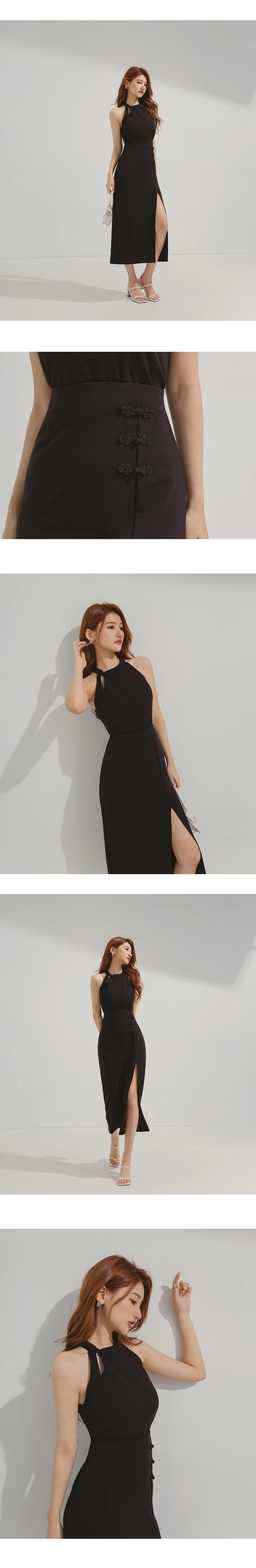 順身開衩旗袍長裙