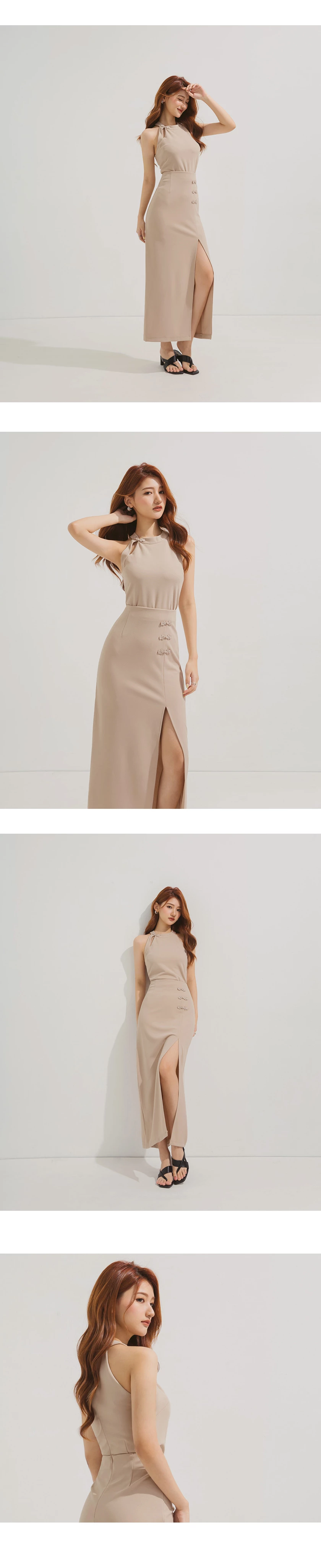 順身開衩旗袍長裙