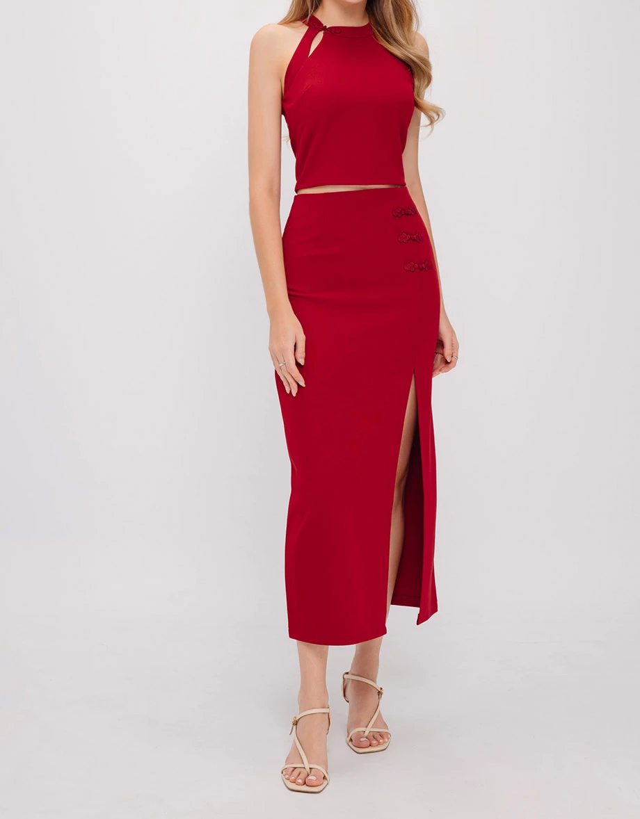 順身開衩旗袍長裙