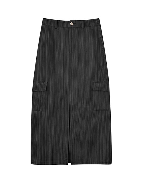 知性直紋開衩長裙 知性直紋開衩長裙