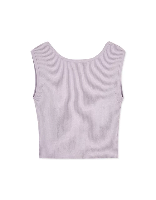 Wide Shoulder Striped Knit Vest