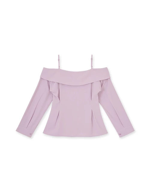 Off Shoulder Thin Strap Ruffled Hem Top