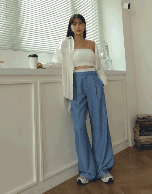 Double Layer Elasticated Pleated Wide Pants Double Layer Elasticated Pleated Wide Pants
