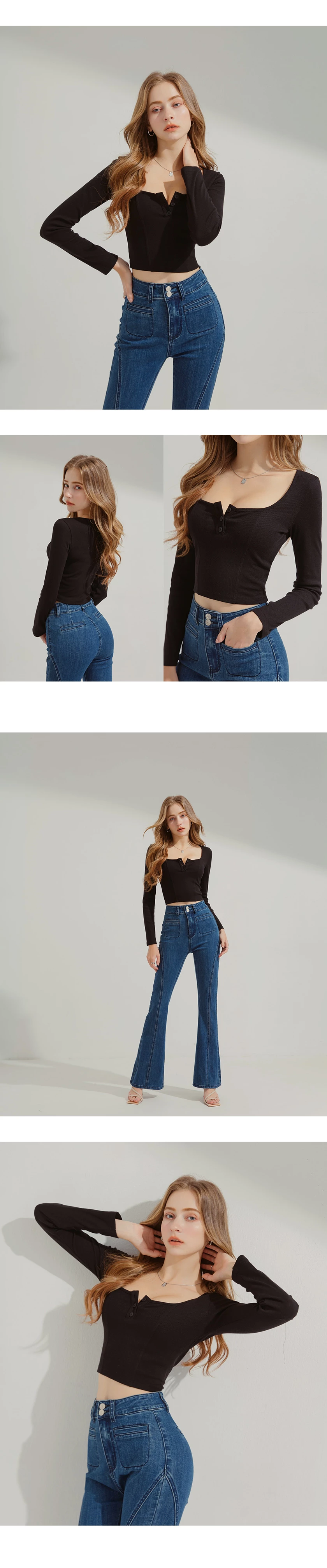 Plain Square Neck Knit Top