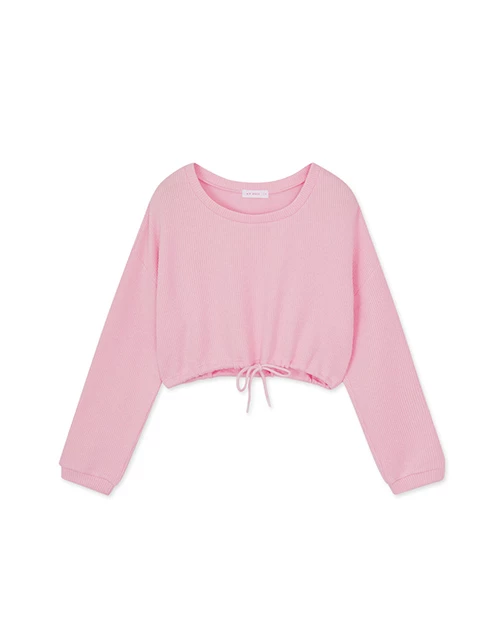 Slant Shoulder Casual Drawstring Top Slant Shoulder Casual Drawstring Top