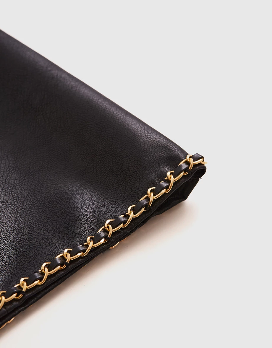 Gold Chain Faux Leather Mini Skirt