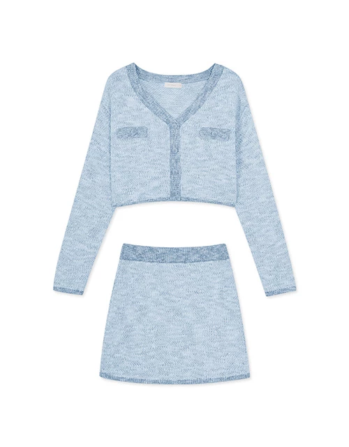 混色毛呢針織套裝 混色毛呢針織套裝