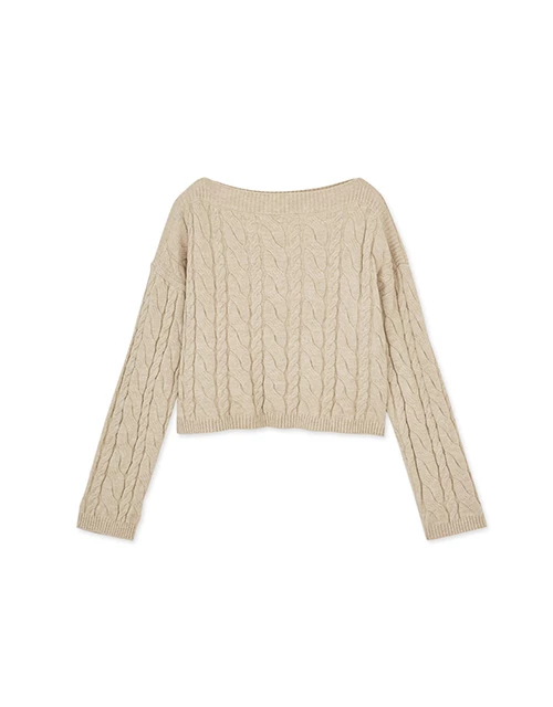 Off-shoulder Twist Knit Top