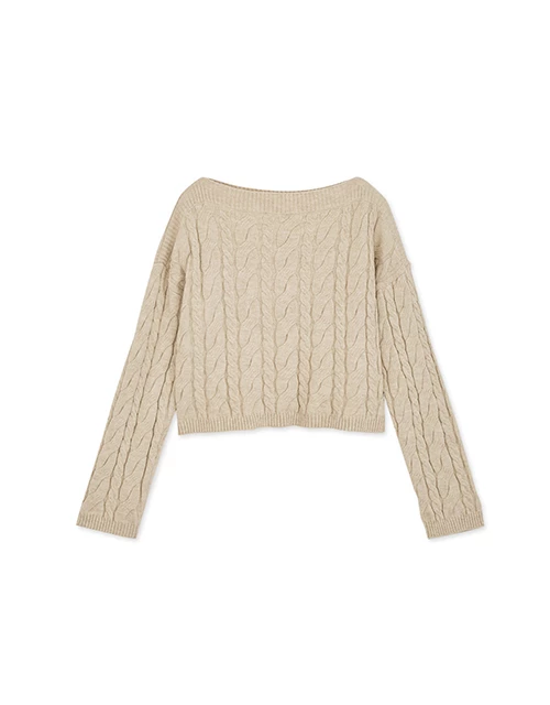 Off-shoulder Twist Knit Top
