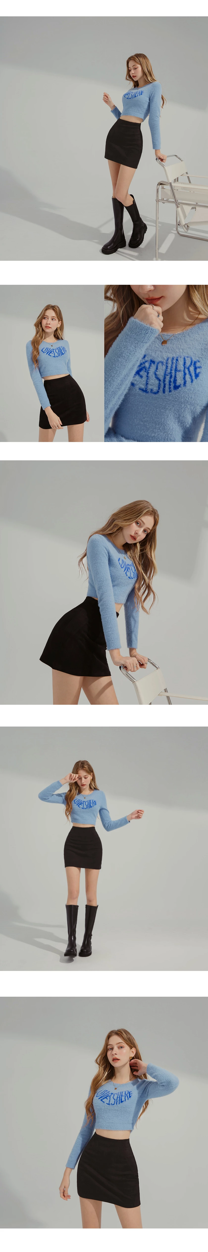 Letter Velvet Knit Top