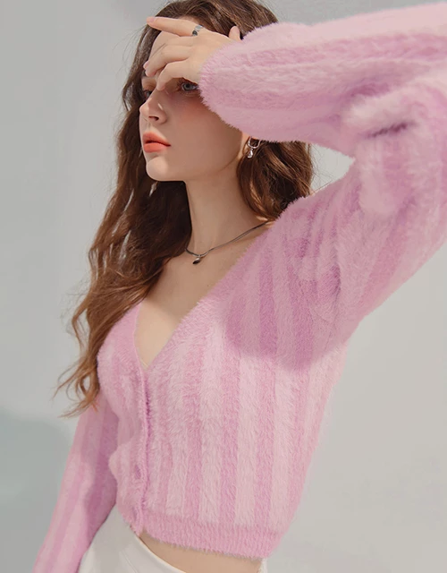 Contrast Color Striped Fleece Knit Top