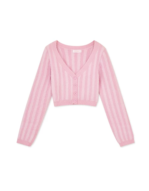 Contrast Color Striped Fleece Knit Top Contrast Color Striped Fleece Knit Top