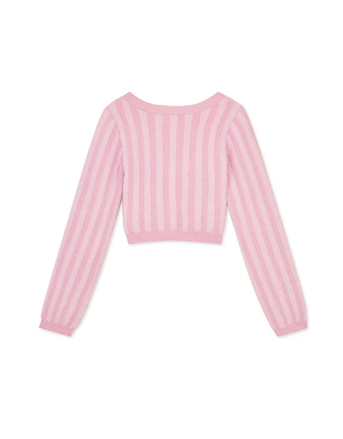 Contrast Color Striped Fleece Knit Top Contrast Color Striped Fleece Knit Top