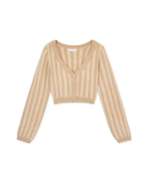 Contrast Color Striped Fleece Knit Top Contrast Color Striped Fleece Knit Top