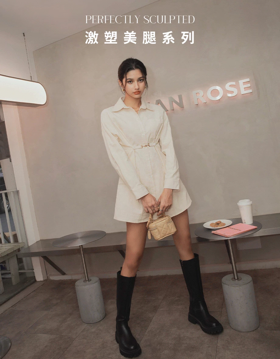 激塑美腿中跟長靴