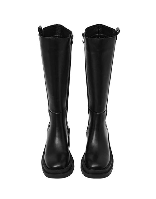 側拉鍊鬆緊中跟長靴
