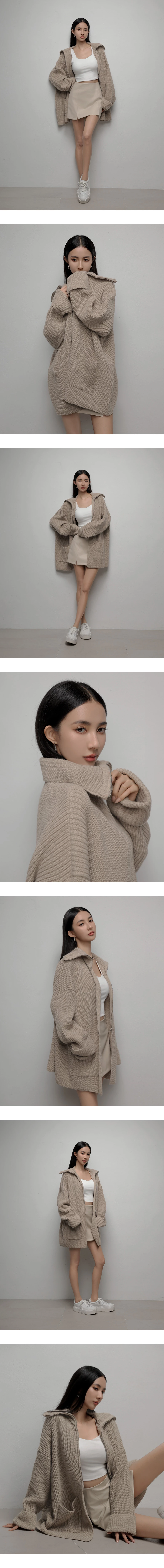 Zip Slit Tailored Knit Cardigan