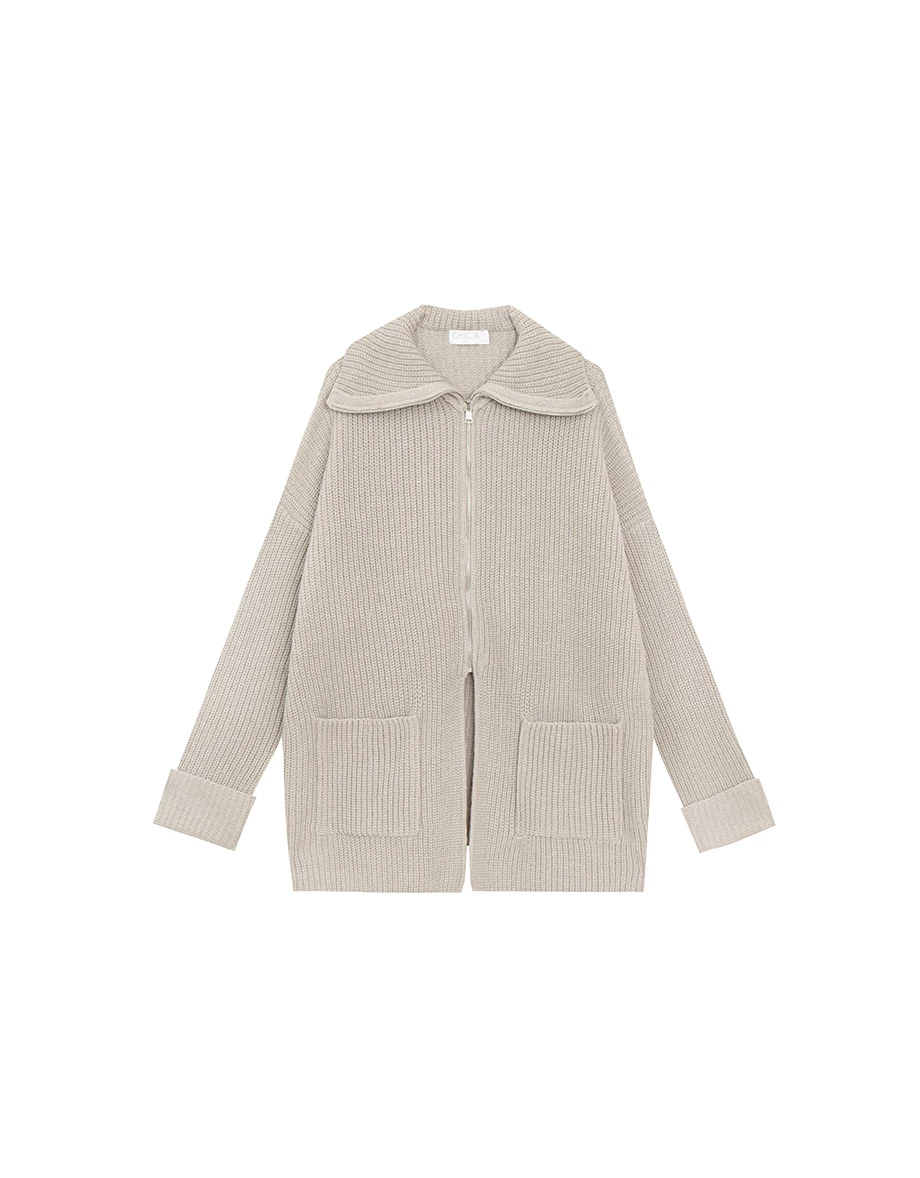 Zip Slit Tailored Knit Cardigan