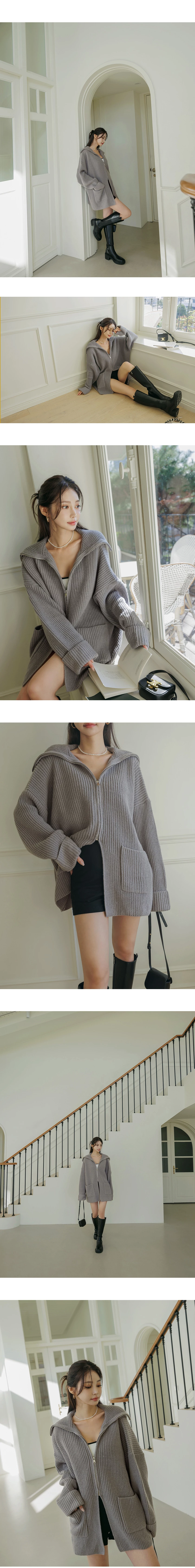 Zip Slit Tailored Knit Cardigan