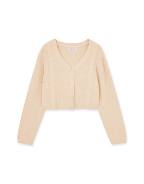 馬海毛珍珠釦針織上衣