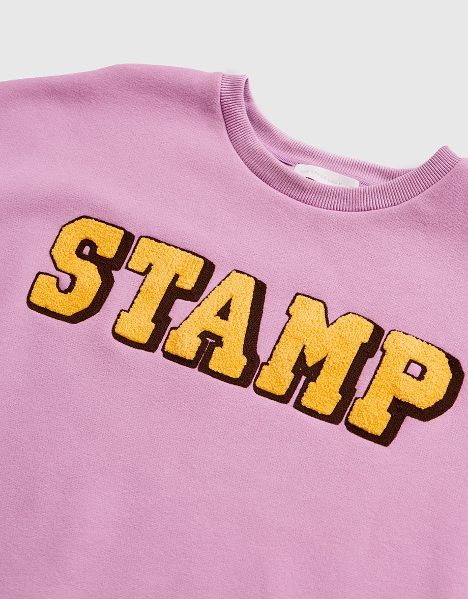 STAMP內刷毛長版大學TEE