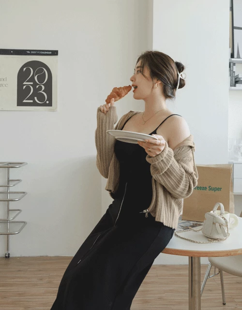 雙拉鍊連帽針織上衣