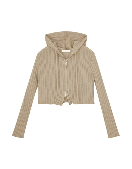 雙拉鍊連帽針織上衣