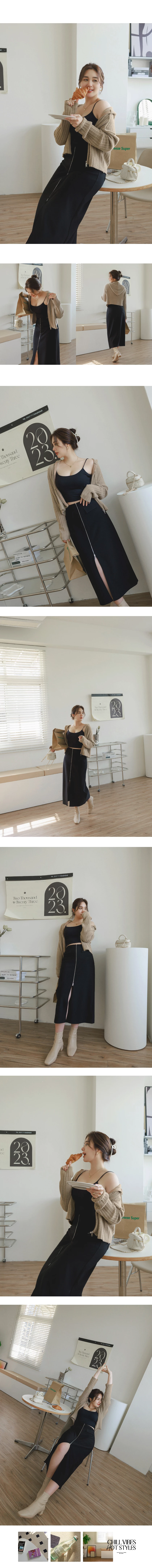 雙拉鍊連帽針織上衣