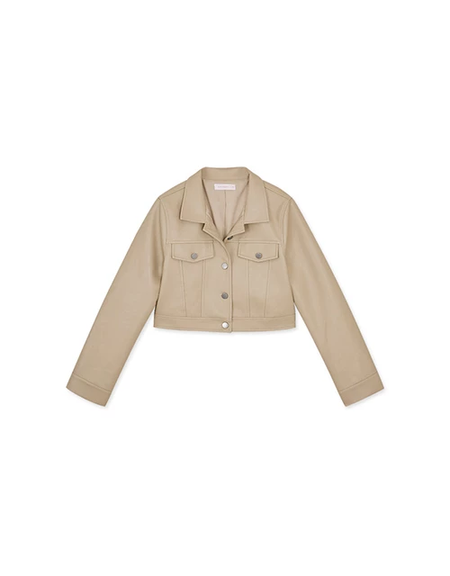 Matte Faux Leather Crop Blazer Jacket