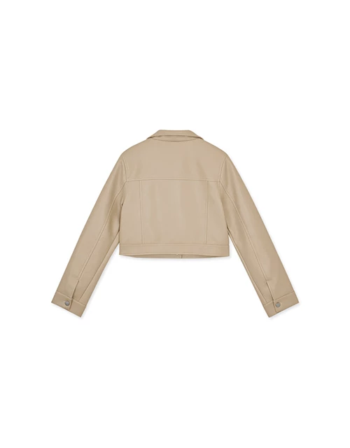 Matte Faux Leather Crop Blazer Jacket