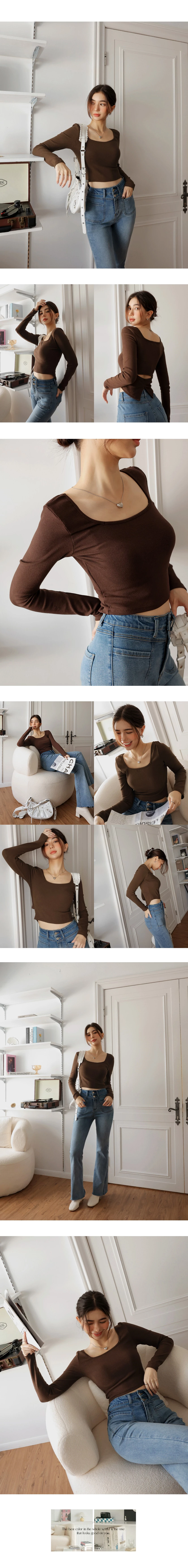 Back Hollow Square Neck Top