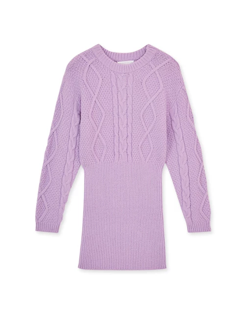 半高領麻花針織包臀短洋裝 半高領麻花針織包臀短洋裝