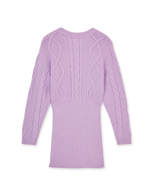 半高領麻花針織包臀短洋裝 半高領麻花針織包臀短洋裝