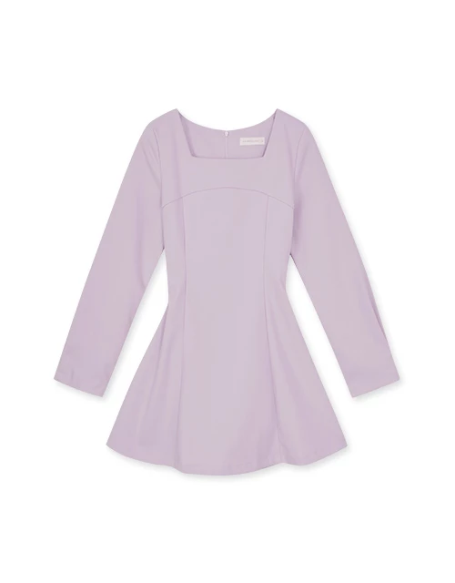 氣質方領傘擺短洋裝