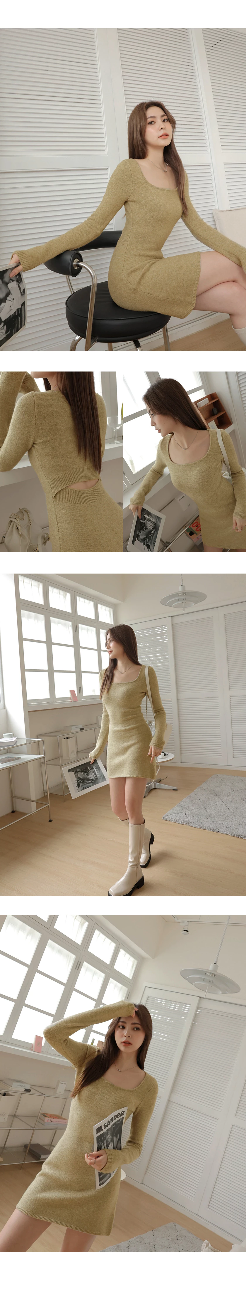 Big U Neck Hollow Back Bodycon Mini Dress Big U Neck Hollow Back Bodycon Mini Dress