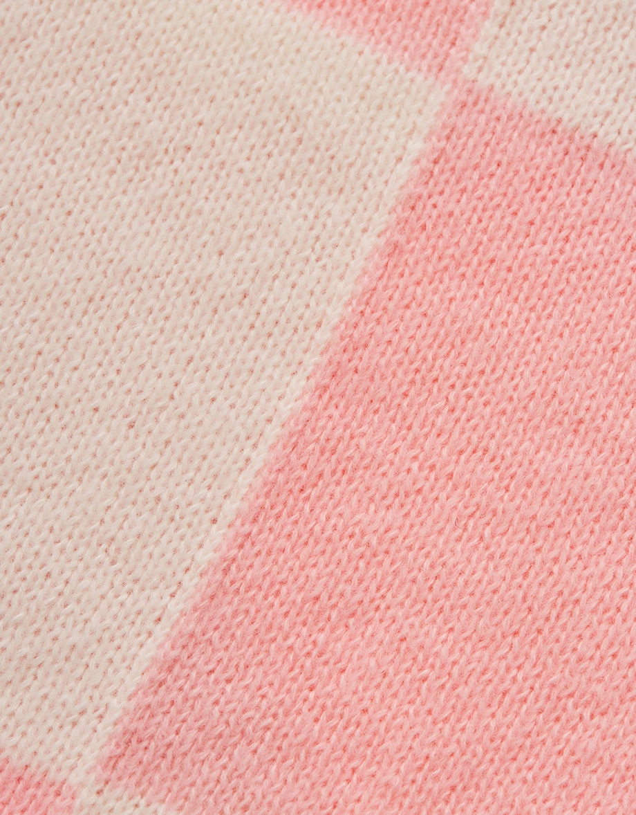 Pink Chessboard Knit Top