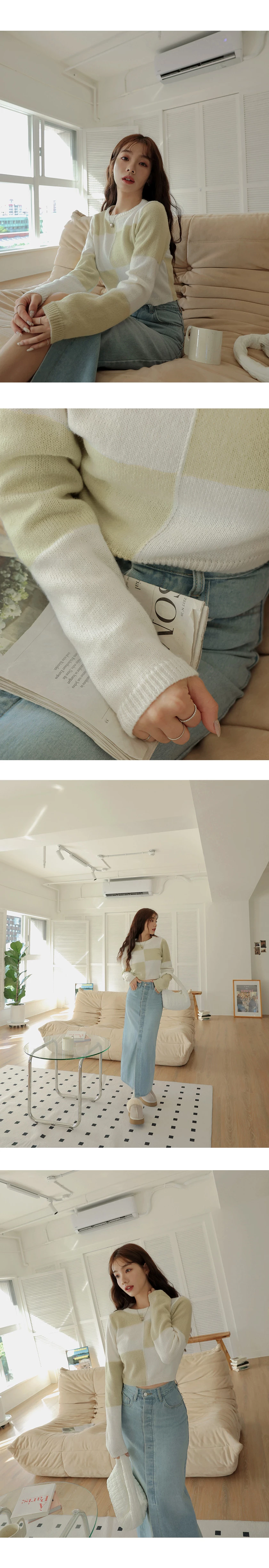 Pink Chessboard Knit Top