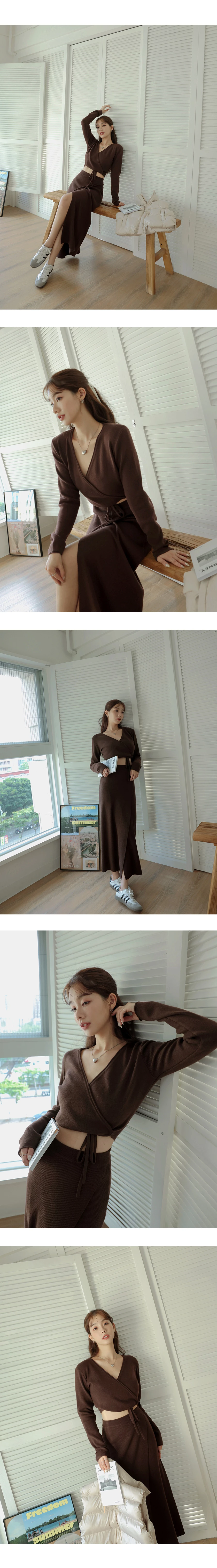 交叉綁帶針織上衣