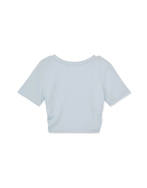 Minimalist V-neck Side Ruched Tee Top