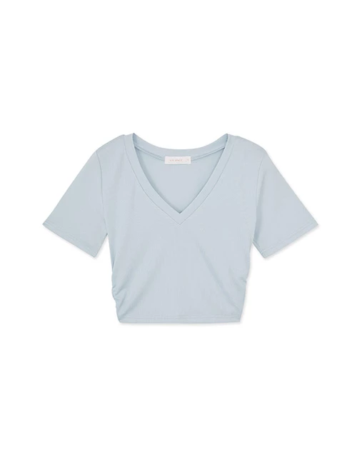 Minimalist V-neck Side Ruched Tee Top