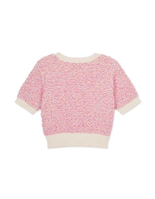 撞色毛呢針織上衣