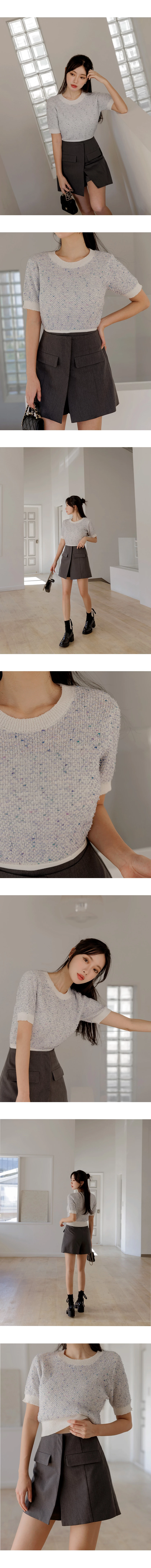 撞色毛呢針織上衣