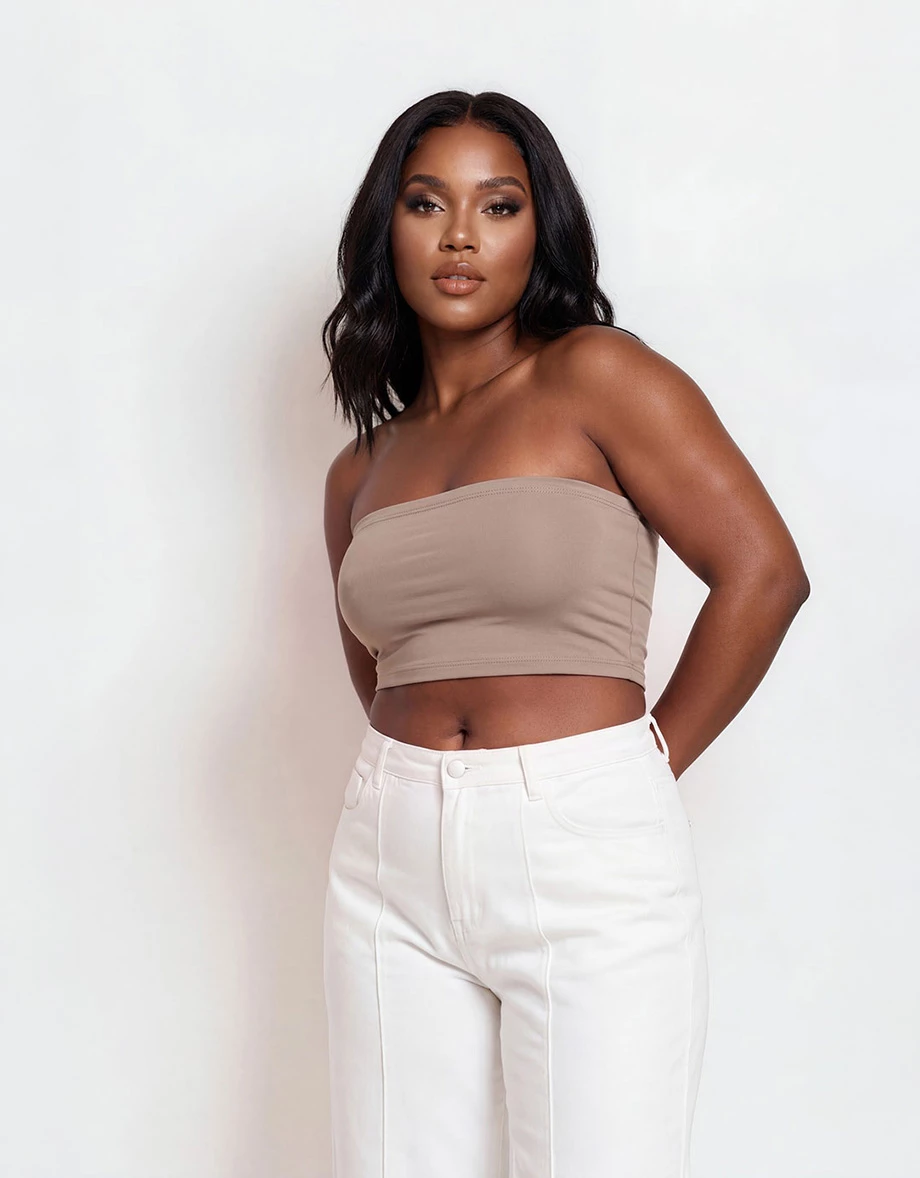 Silky Elastic Bra Padded Tube Top Silky Elastic Bra Padded Tube Top