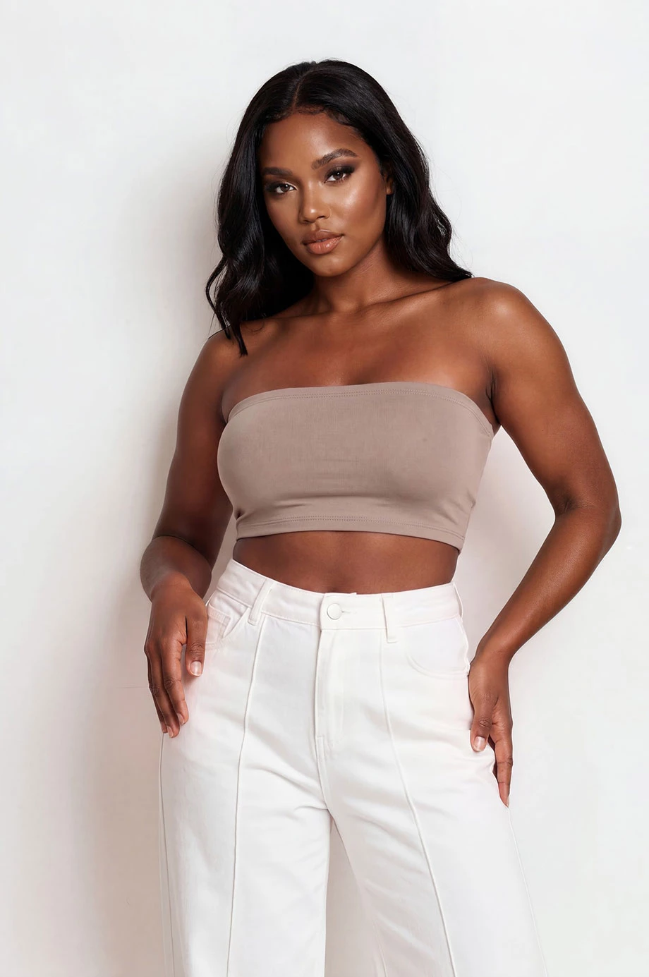 Silky Elastic Bra Padded Tube Top Silky Elastic Bra Padded Tube Top