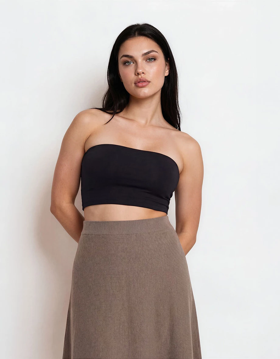 Silky Elastic Bra Padded Tube Top