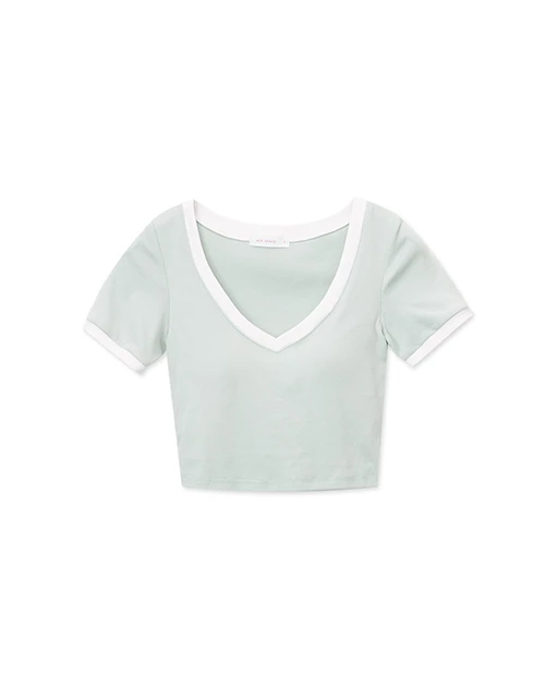 Casual V Neck Contrast Padded Top