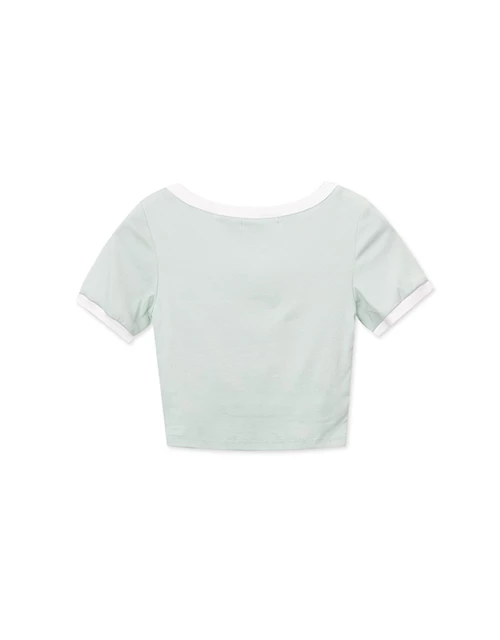 Casual V Neck Contrast Padded Top